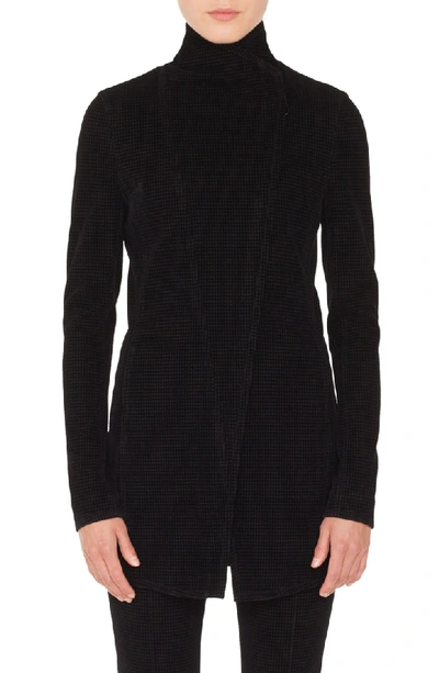 Shop Akris Punto Velvet Houndstooth Biker Jacket In Black