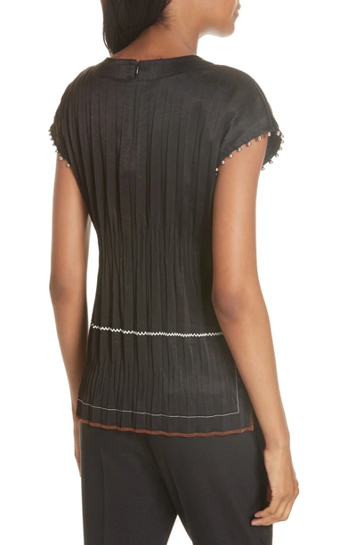 Shop Helmut Lang Crinkle Pleated Top In Black