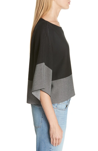 Shop Eileen Fisher Colorblock Tencel Lyocell Sweater In Black/ Soft White
