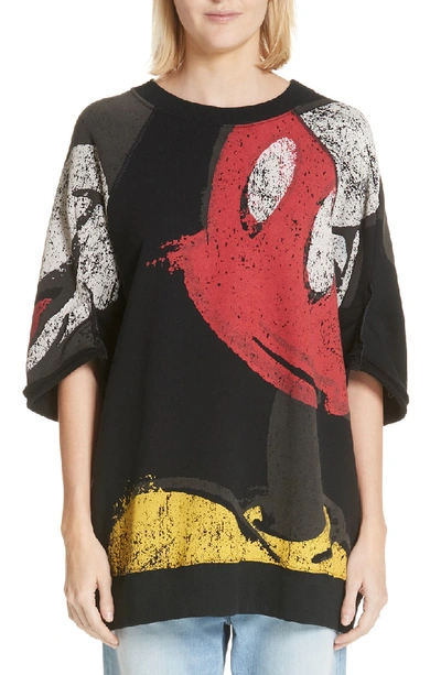 Shop Marc Jacobs Mickey Mouse Short Sleeve Sweatshirt In Black