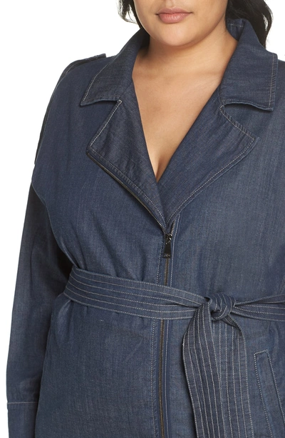 Shop Ashley Graham X Marina Rinaldi Decuria Denim Shirtdress In Navy Blue 2