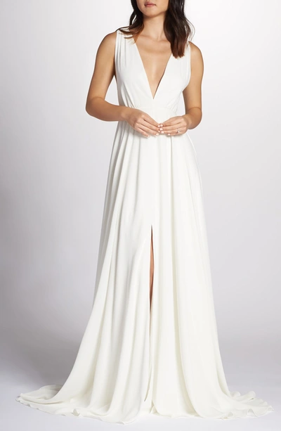 Shop Joanna August Nico Plunging A-line Gown In White