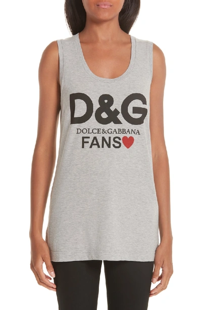 Shop Dolce & Gabbana Fans Graphic Jersey Tank Top In Grey