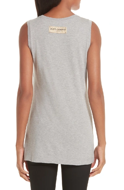 Shop Dolce & Gabbana Fans Graphic Jersey Tank Top In Grey