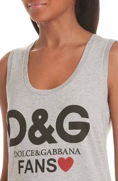 Shop Dolce & Gabbana Fans Graphic Jersey Tank Top In Grey