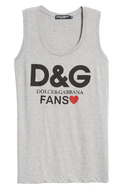 Shop Dolce & Gabbana Fans Graphic Jersey Tank Top In Grey