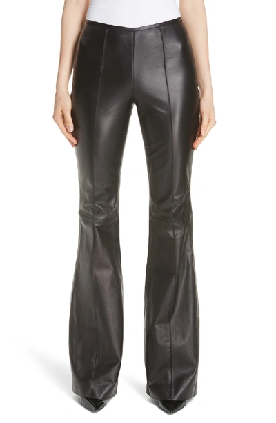 Shop Michael Kors Leather Flare Pants In Black