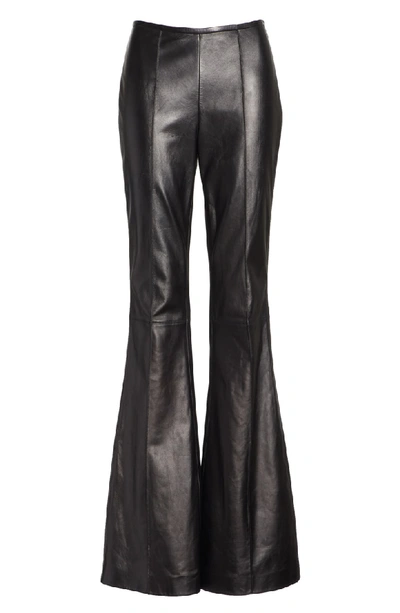 Shop Michael Kors Leather Flare Pants In Black