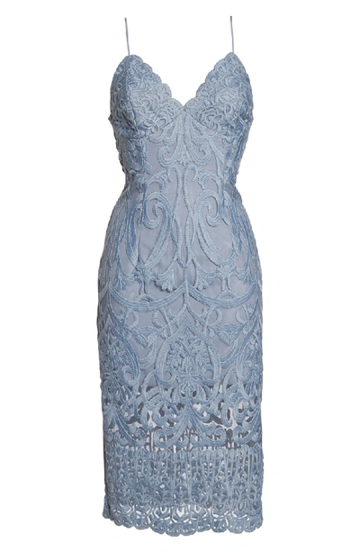 Shop Bardot Gia Lace Pencil Dress In Dusty Blue