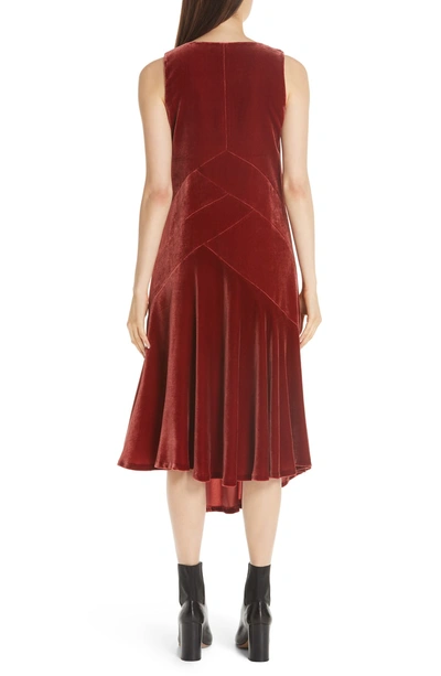 Shop Lafayette 148 Ashlena Asymmetrical Velvet Dress In Saffron