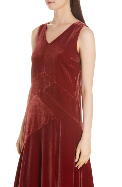 Shop Lafayette 148 Ashlena Asymmetrical Velvet Dress In Saffron