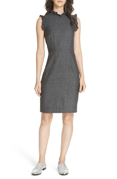 Shop Rebecca Taylor Wool & Silk Herringbone Dress In Grey