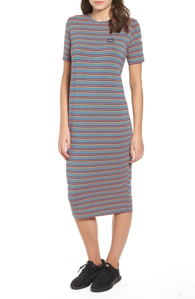 Shop Obey Bowery Stripe T-shirt Dress In Sapphire Multi
