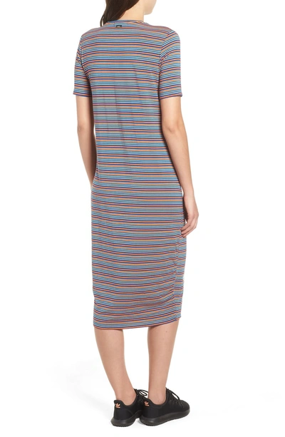 Shop Obey Bowery Stripe T-shirt Dress In Sapphire Multi