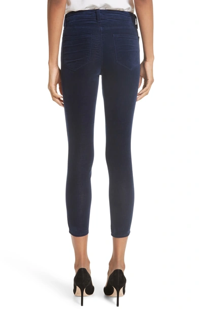 Shop L Agence Margot Velvet Crop Skinny Jeans In Navy