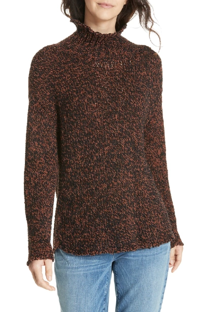 Shop Eileen Fisher Marled Organic Cotton Blend Sweater In Nutmeg