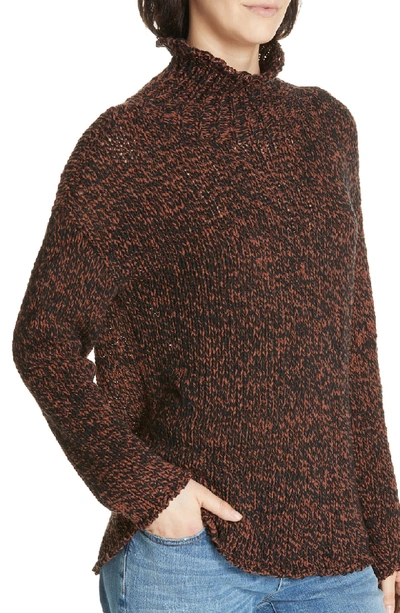 Shop Eileen Fisher Marled Organic Cotton Blend Sweater In Nutmeg