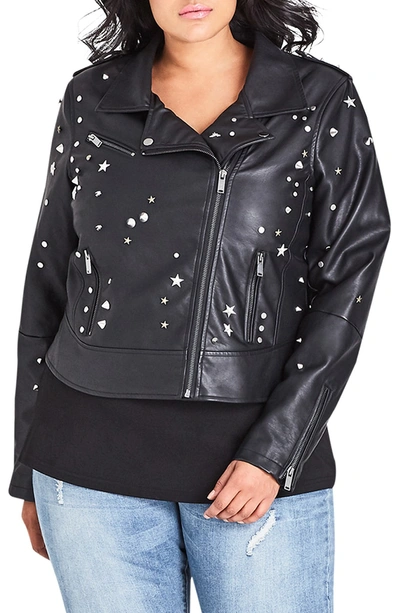 Shop City Chic Rock Stud Jacket In Black