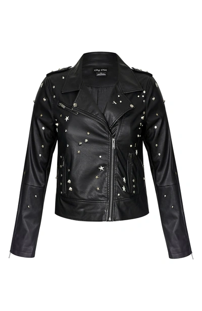 Shop City Chic Rock Stud Jacket In Black