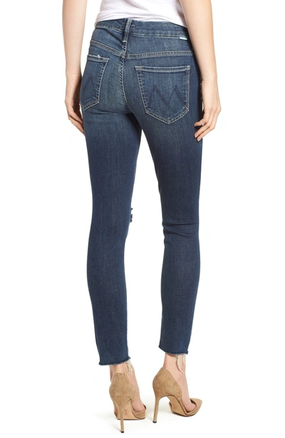 Shop Mother The Looker High Waist Frayed Ankle Skinny Jeans In Close To The Edge
