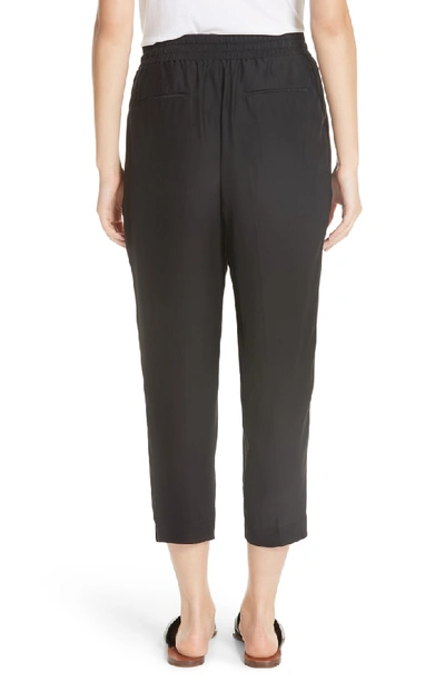 Shop Atm Anthony Thomas Melillo Silk Charmeuse Pull-on Crop Pants In Black