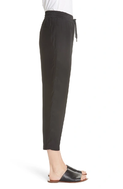Shop Atm Anthony Thomas Melillo Silk Charmeuse Pull-on Crop Pants In Black