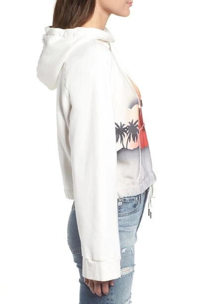 Shop Pam & Gela Drawstring Crop Hoodie In Optic White