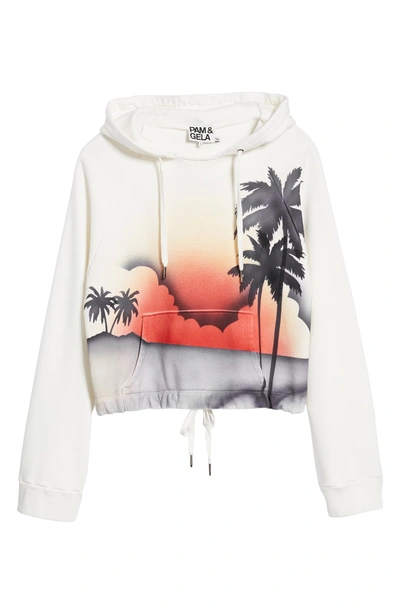 Shop Pam & Gela Drawstring Crop Hoodie In Optic White