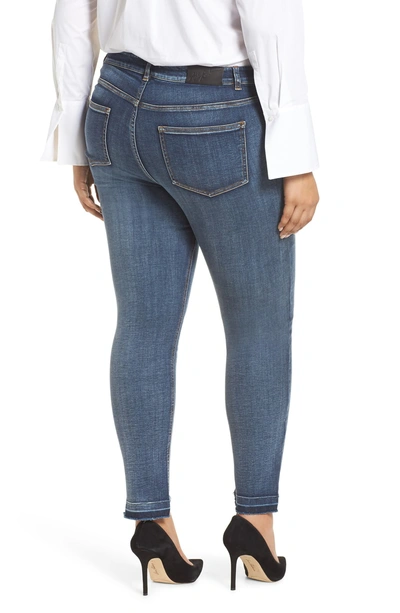 Shop Ashley Graham X Marina Rinaldi I Idruro High Rise Slim Leg Raw Hem Jeans In Sky Blue 2