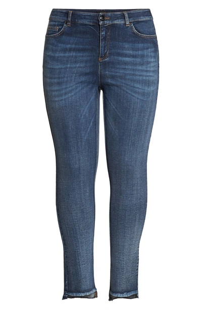 Shop Ashley Graham X Marina Rinaldi I Idruro High Rise Slim Leg Raw Hem Jeans In Sky Blue 2