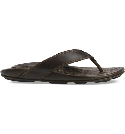 Shop Olukai Waimea Flip Flop In Basalt/ Basalt Leather