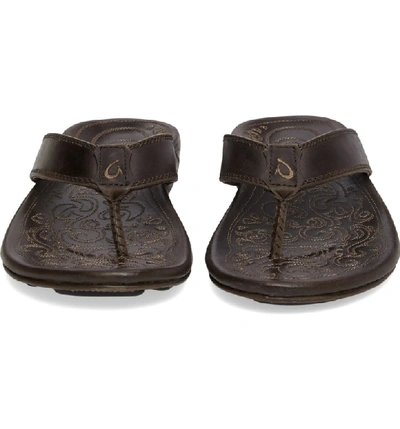 Shop Olukai Waimea Flip Flop In Basalt/ Basalt Leather