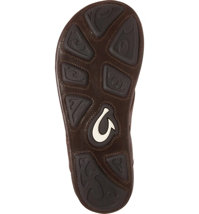 Shop Olukai Waimea Flip Flop In Dark Wood/ Dark Wood Leather