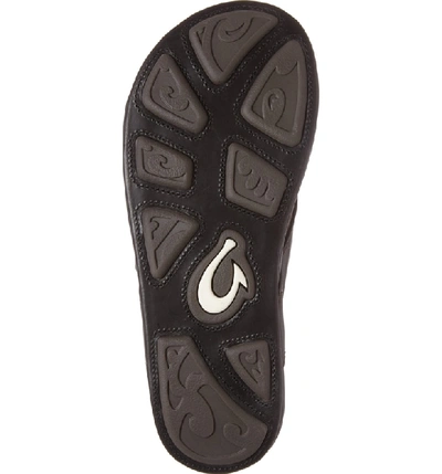 Shop Olukai Waimea Flip Flop In Black/ Black Leather