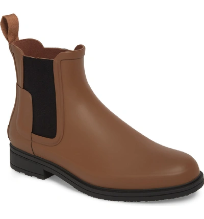 Shop Hunter Original Refined Waterproof Chelsea Boot In Soil/ Black