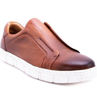 Shop Zanzara Sorgh Laceless Sneaker In Cognac Leather