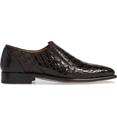 Shop Mezlan Gere Genuine Crocodile Slip-on In Brown Leather