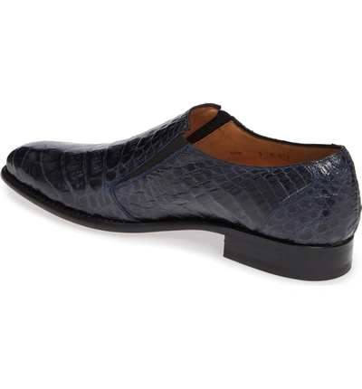 Shop Mezlan Gere Genuine Crocodile Slip-on In Blue Leather