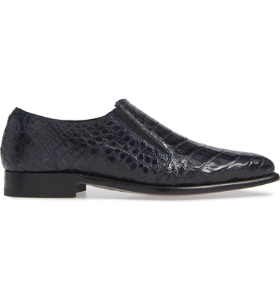 Shop Mezlan Gere Genuine Crocodile Slip-on In Blue Leather