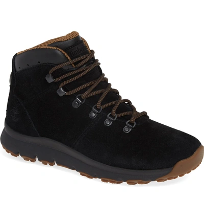 Shop Timberland World Hiker Waterproof Boot In Black Leather