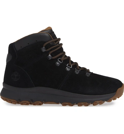 Shop Timberland World Hiker Waterproof Boot In Black Leather