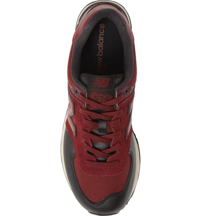 Shop New Balance 574 Classic Sneaker In Burgundy Suede/ Textile