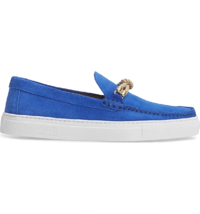 Shop Grand Voyage Britton Square Knot Loafer In Blue Suede