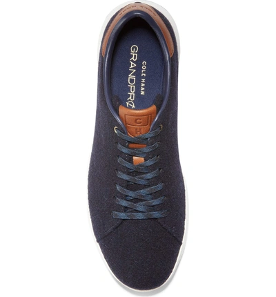 Shop Cole Haan Grandpro Tennis Sneaker In Navy Ink Wool/ British Tan