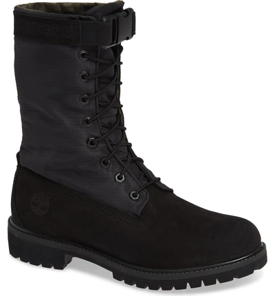 Shop Timberland Premium Gaiter Plain Toe Boot In Black Nubuck W/ Black Textile