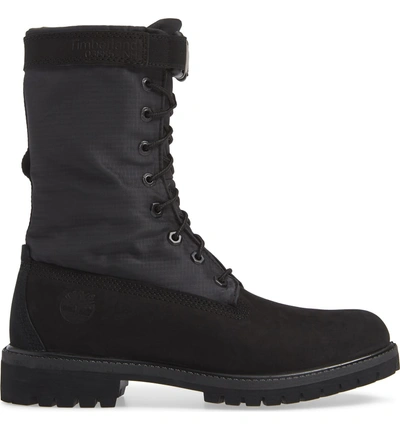 Shop Timberland Premium Gaiter Plain Toe Boot In Black Nubuck W/ Black Textile