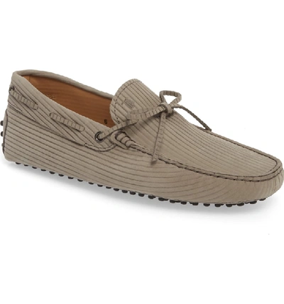 Shop Tod's Laccetto Gommino Driving Shoe In Grey