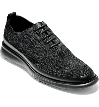 Shop Cole Haan 2.zerogrand Stitchlite Water Resistant Wingtip In Black Knit