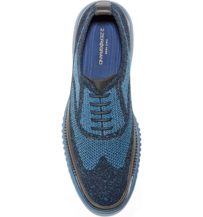 Shop Cole Haan 2.zerogrand Stitchlite Water Resistant Wingtip In Blueberry Knit