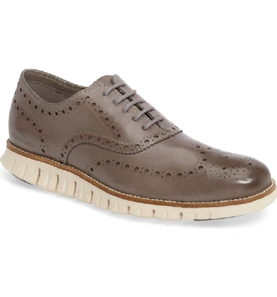 Shop Cole Haan Zerogrand Wingtip Derby In Ironstone Leather